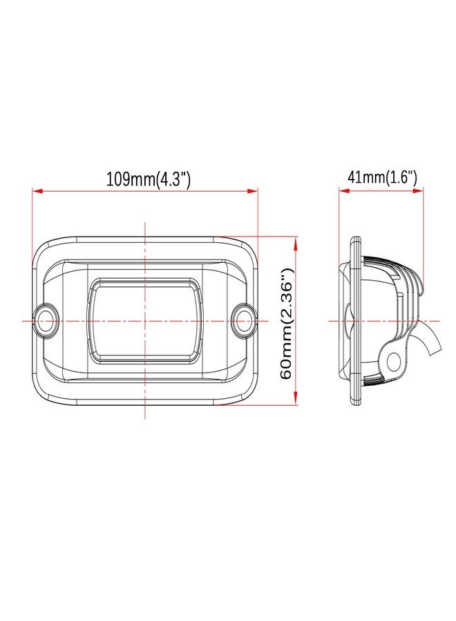 Raycharm 4.3" Flush-Mount Off-road LED Light, 6000K Cool-White, 90° Wide Flood Beam, Reverse & Backup Light for Jeep, Truck, UTV, ATV, IP68 Waterproof/Shockproof, 12V/24V, 2-Pack - Image 3